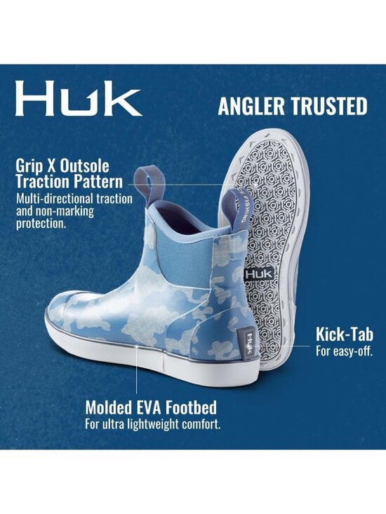 ?Men\'s Titanium Blue High Top Comfortable Wide Toe Fishing Deck Boots